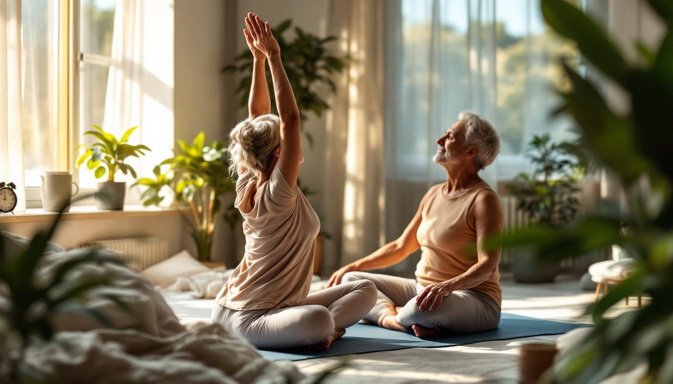 scopri esercizi semplici e efficaci da fare al mattino, anche in camera, per riattivare i muscoli e mantenerti attivo dopo i 60 anni.